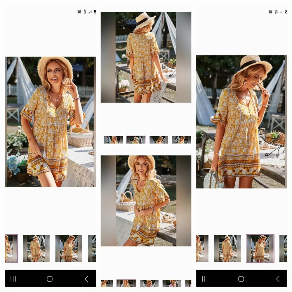 FEMALE SUMMER MINI CASUAL DRESS BOHEMIAN  V-NECK WITH TASSEL SIZE SEE PICTURES